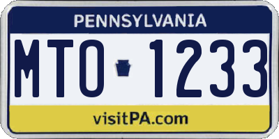 PA license plate MTO1233
