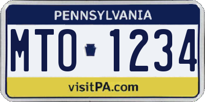 PA license plate MTO1234