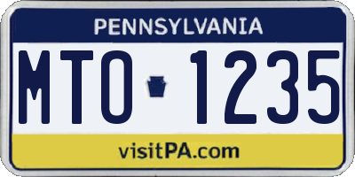 PA license plate MTO1235