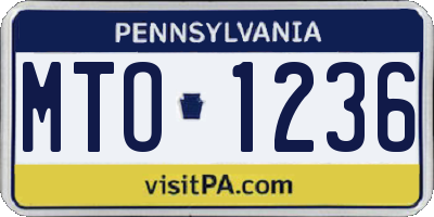 PA license plate MTO1236