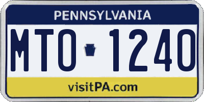 PA license plate MTO1240