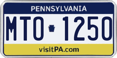 PA license plate MTO1250