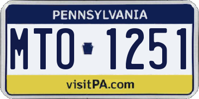 PA license plate MTO1251