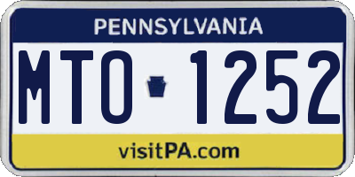 PA license plate MTO1252