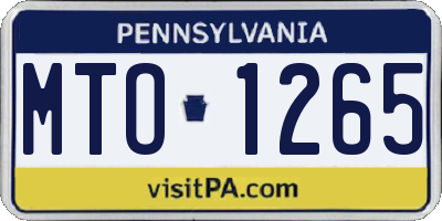 PA license plate MTO1265