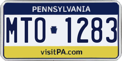 PA license plate MTO1283
