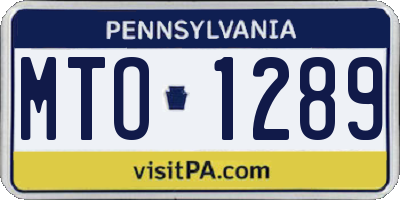PA license plate MTO1289