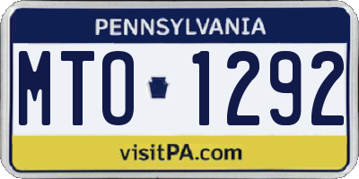PA license plate MTO1292