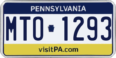 PA license plate MTO1293