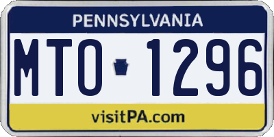 PA license plate MTO1296