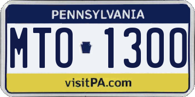PA license plate MTO1300