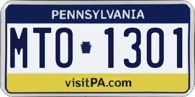 PA license plate MTO1301