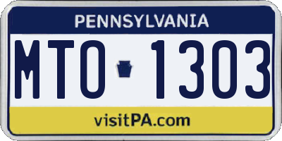PA license plate MTO1303
