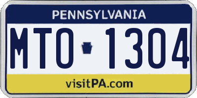 PA license plate MTO1304