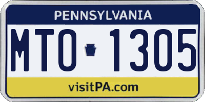PA license plate MTO1305