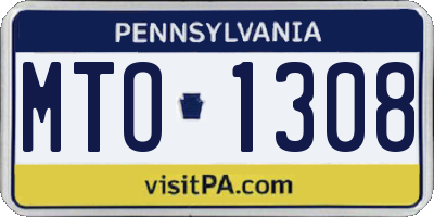 PA license plate MTO1308