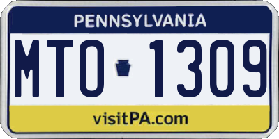 PA license plate MTO1309