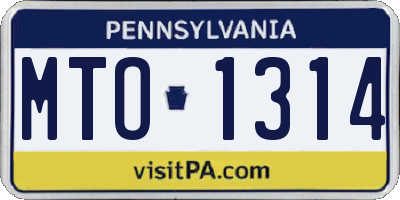 PA license plate MTO1314