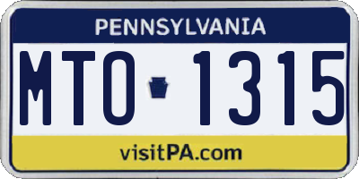 PA license plate MTO1315