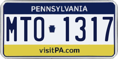 PA license plate MTO1317