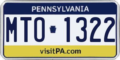 PA license plate MTO1322