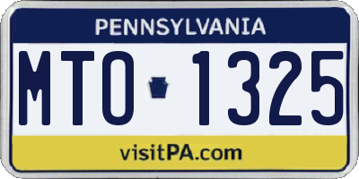 PA license plate MTO1325
