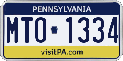 PA license plate MTO1334