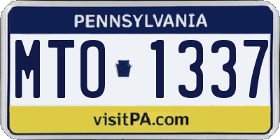 PA license plate MTO1337