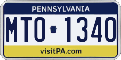 PA license plate MTO1340