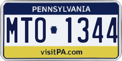 PA license plate MTO1344