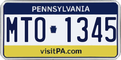 PA license plate MTO1345