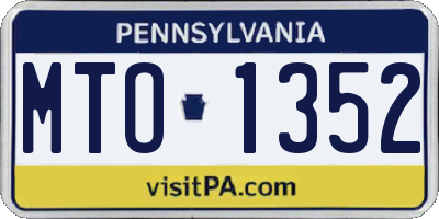 PA license plate MTO1352