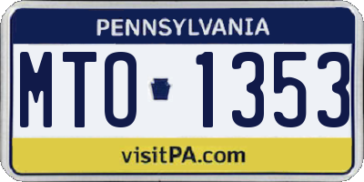 PA license plate MTO1353