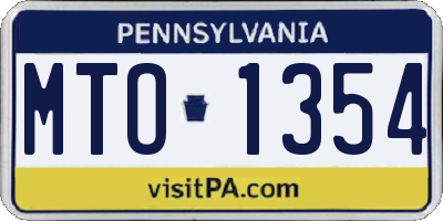 PA license plate MTO1354