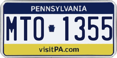 PA license plate MTO1355