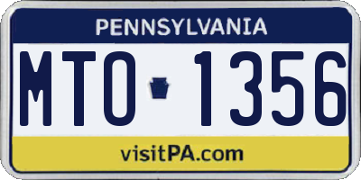 PA license plate MTO1356