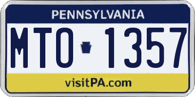 PA license plate MTO1357