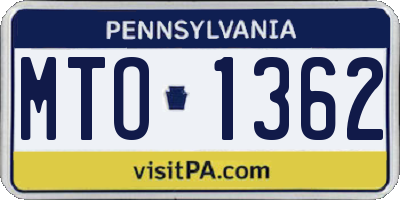 PA license plate MTO1362