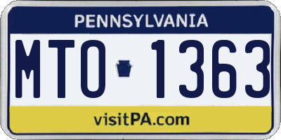PA license plate MTO1363