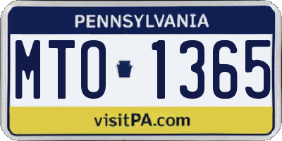 PA license plate MTO1365