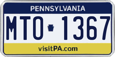 PA license plate MTO1367