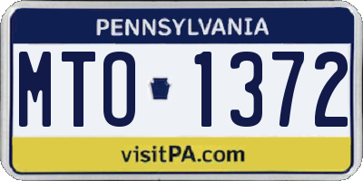 PA license plate MTO1372