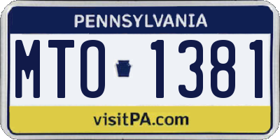 PA license plate MTO1381