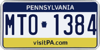 PA license plate MTO1384