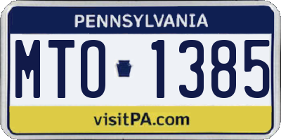 PA license plate MTO1385