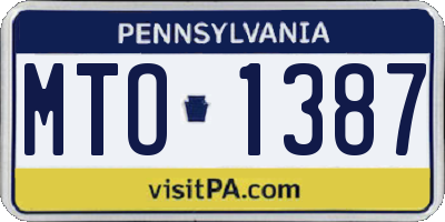 PA license plate MTO1387