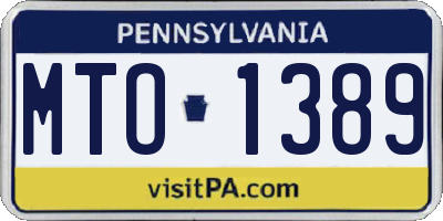 PA license plate MTO1389