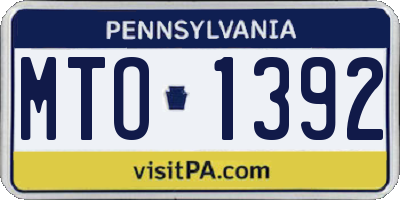 PA license plate MTO1392
