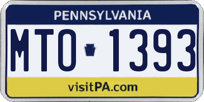 PA license plate MTO1393