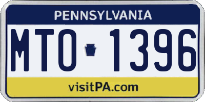 PA license plate MTO1396
